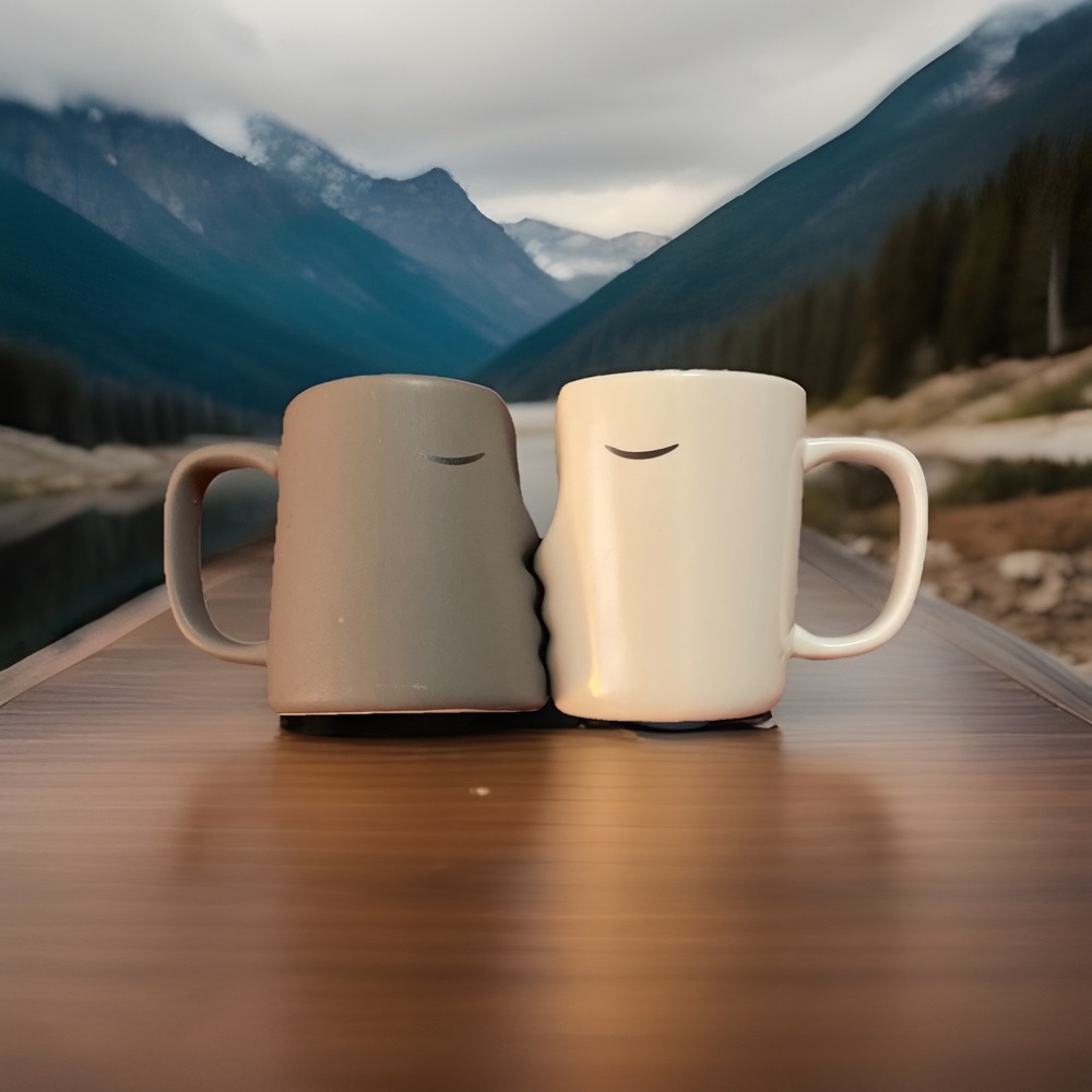 Kissing Couple Mug Set, Wedding‎ Present for Couples , Engagement Gifts,